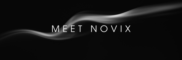 A dark banner with the words 'MEET NOVIX' in the center